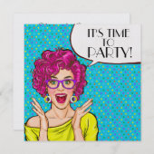 Party Time Pop Einladung (Vorne/Hinten)