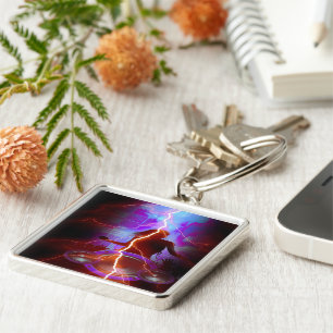 Party Time#-Premium Square Schlüsselanhänger