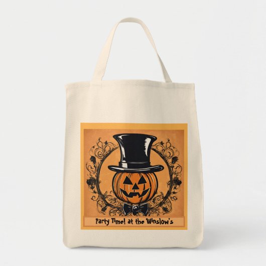 Party Time! Pumpkin Head Halloween Tote Bag Tragetasche (Vorne)