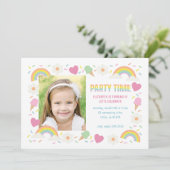 Party Time Rainbow  Einladung (Stehend Vorderseite)