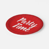 Party Time Red Sunburst Geburtstagsparty Pappteller (Schrägansicht)