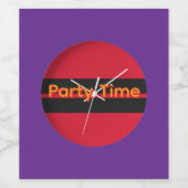 Party Time Rote Uhr Design Lila  Weinetikett (Einzelnes Label)