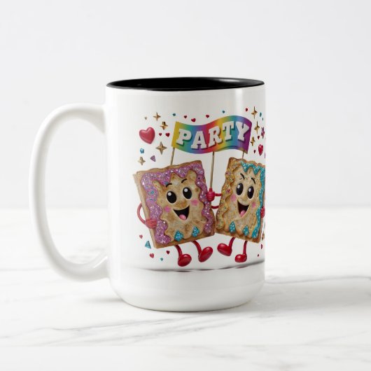 Party Time Toaster Pastries Zweifarbige Tasse (Links)