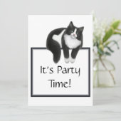 Party Time Tuxedo Katze Einladung (Stehend Vorderseite)