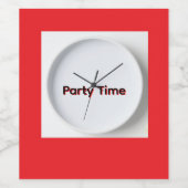 Party Time Uhren Design Rot Weinetikett (Einzelnes Label)