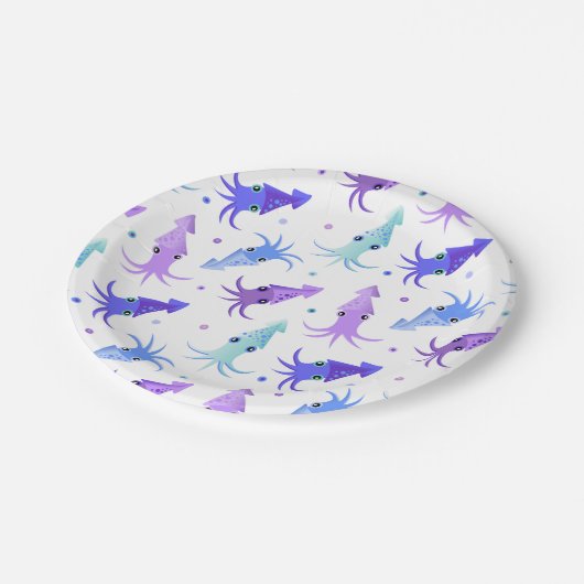 Party-Tintenfisch-Muster Pappteller (Schrägansicht)