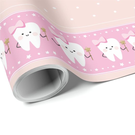 Party-Tischdecke mit dem ersten Zahnpink, Packpapi Geschenkpapier (Rolleneckpunkt)