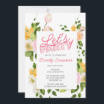 Party Trendy Typografie 60. Geburtstag Einladung<br><div class="desc">Eine bunte und festliche Frühlingsgebirgslandschaft beginnt mit Let's Party! Die zweifarbige rosa Typografie ergänzt die rosa Blume im Rahmen. Gelbe Pop geben in einer Frühlingsvibe. Tief grüne Blätter und Blattwerk ergänzen den botanischen Rahmen. Modernes und einfaches Design Set für ein lässiges und festliches Party. Dieser Artikel ist Teil der Frühjahrs-Geburtstag-Blume-Kollektion....</div>