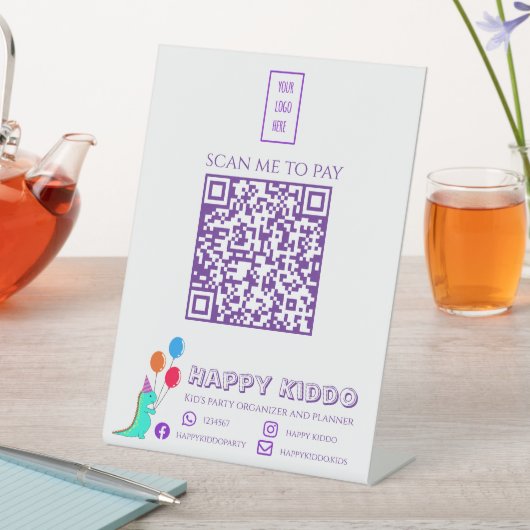 Party Trex Kid's Party-Planer Scannen Sie mich zu  Sockelschild (In Situ)