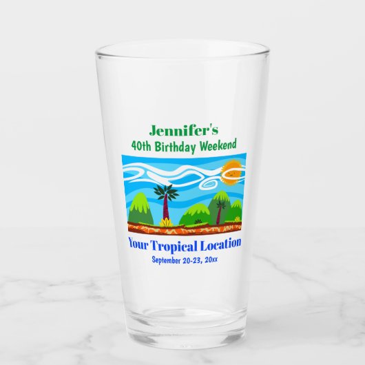 Party-Trip Tropical Beach Vacacation Pint Glas (Vorderseite)