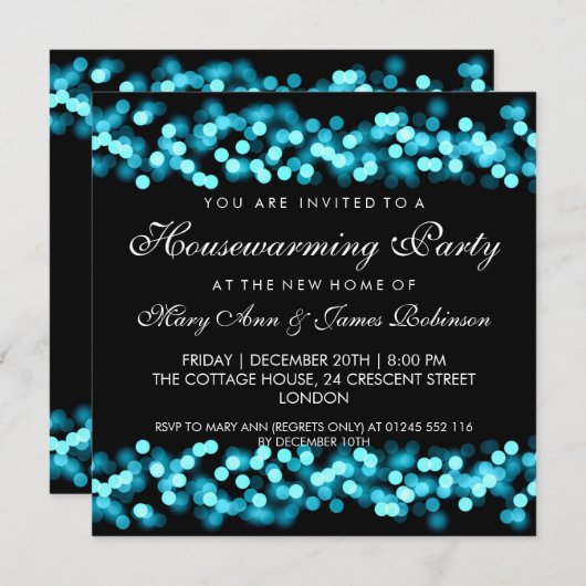 Party Turquoise Hollywood Glam Einladung (Vorne/Hinten)