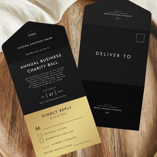 Party-UAWG für das Black Gold-Business-Logo All In One Einladung