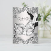 Party-UAWG mit Schwarzweißmaske RSVP Karte (Stehend Vorderseite)