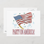 Party über Amerika Einladungspostkarte (Vorne/Hinten)