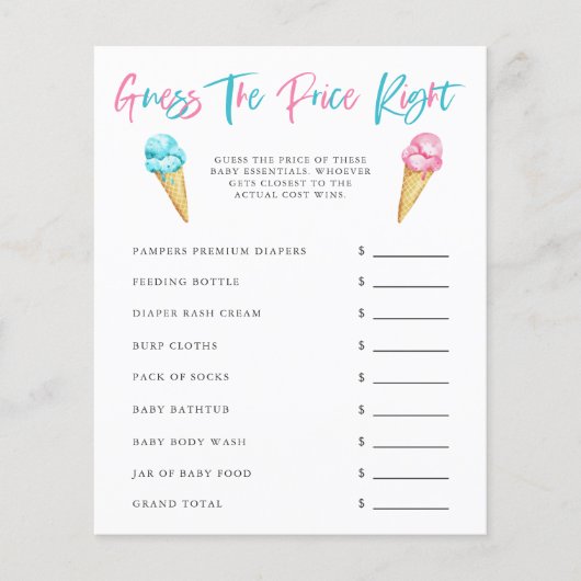 Party über das Eis-Geschlecht schätzt den Preis (Vorderseite)