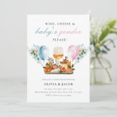 Party über das Geschlecht von Wein und Käse Einladung (Stehend Vorderseite)