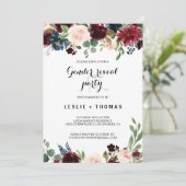 Party über rustikales Burgund-Geschlecht im Herbst Einladung (Stehend Vorderseite)