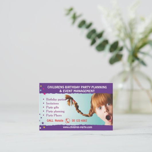 Party, Überraschung, Visitenkarte (Stehend Vorderseite)