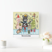 Party-Uhr für personalisierte Kinder Quadratische Wanduhr (Zuhause)