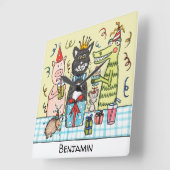 Party-Uhr für personalisierte Kinder Quadratische Wanduhr (Winkel)