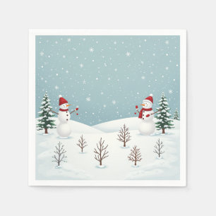 Party und Essen mit Schneemann Spaß Serviette