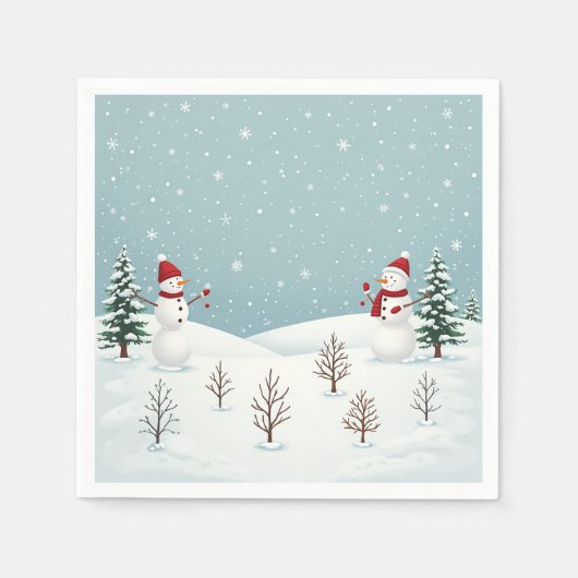 Party und Essen mit Schneemann Spaß Serviette (Vorderseite)