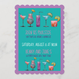 Party und tropische Getränke am Pool Einladung