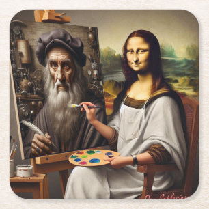 Party Untersetzer: Mona Do da Vinci Rechteckiger Pappuntersetzer
