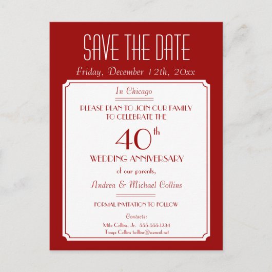 Party, Veranstaltung oder Wiedersehen Save the Dat Ankündigungspostkarte (Vorderseite)