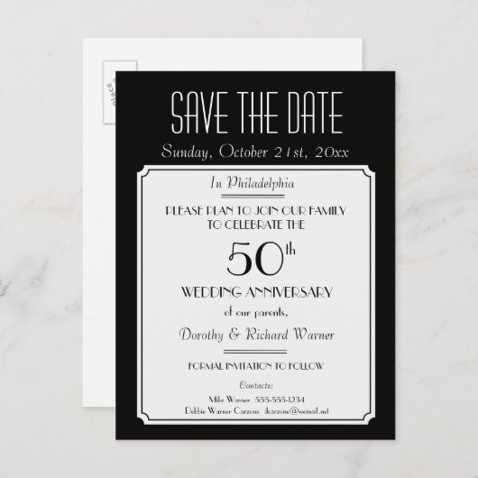 Party, Veranstaltung oder Wiedersehen Save the Dat Ankündigungspostkarte (Vorne/Hinten)