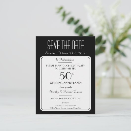 Party, Veranstaltung oder Wiedersehen Save the Dat Ankündigungspostkarte (Stehend Vorderseite)