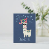 Party Vielen Dank | Weihnachtslama mit Schneeflock Postkarte (Stehend Vorderseite)