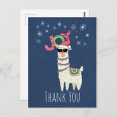 Party Vielen Dank | Weihnachtslama mit Schneeflock Postkarte (Vorne/Hinten)
