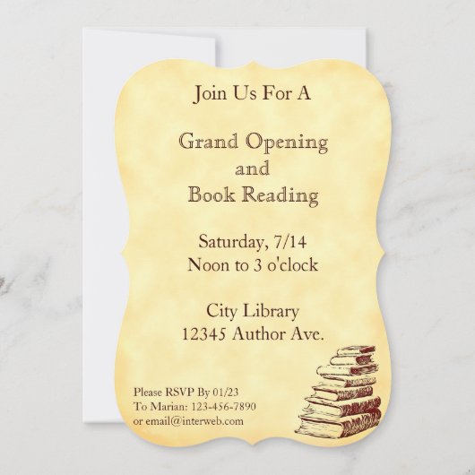 Party Vintag Art Custom Invivisions buchen Einladung (Rückseite)