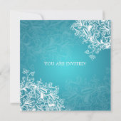 Party Vintag Scroll Türkis Einladung (Rückseite)