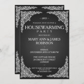 Party Vintagen Wirbel Schwarz Einladung (Vorne/Hinten)