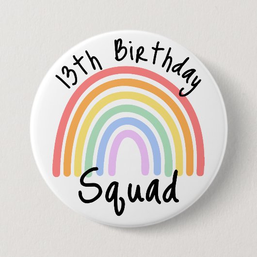 Party, vollständig anpassbar, Rainbow Birthday Squ Button (Vorderseite)