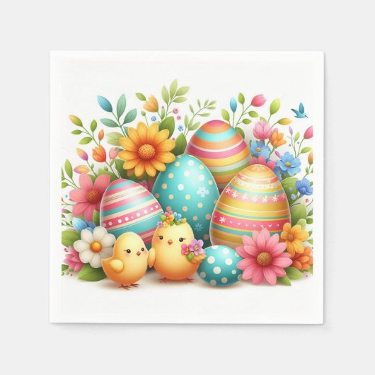 Party von Eiern und Küken Serviette (Vorderseite)