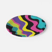 Party von Funky Retro Colors Wave Pop Pattern 90er Pappteller (Schrägansicht)