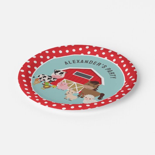 Party VON LANDTIEREN Pappteller (Schrägansicht)