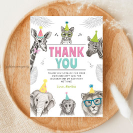 Party von Tieren | Wild Animal Birthday Dankeskarte