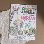 Party von Tieren | Wild Animal Birthday Einladung