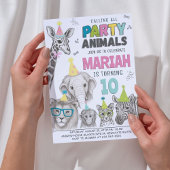 Party von Tieren | Wild Animal Birthday Einladung