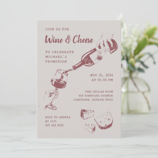 Party von Wein und Käse Einladung (Stehend Vorderseite)