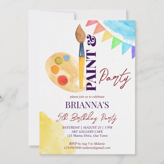 Party-Vorlage zum Thema Farbe und Party Einladung (Vorderseite)