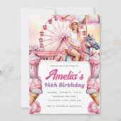 Party-Wasserfarbe für Karussell Einladung (Vorderseite)