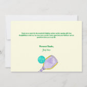 Party Wasserfarbe Pickleball Geburtstag Thema Dankeskarte (Rückseite)