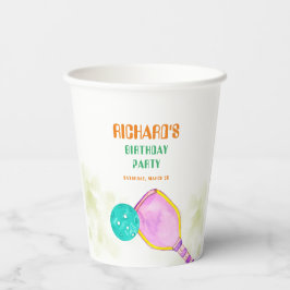 Party Wasserfarbe Pickleball Geburtstag Thema Pappbecher