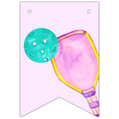 Party Wasserfarbe Pickleball Geburtstag Thema Wimpelkette (Erste Fahne)