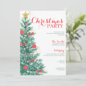 Party Wasserfarbe Tree Weihnachten Einladung (Stehend Vorderseite)